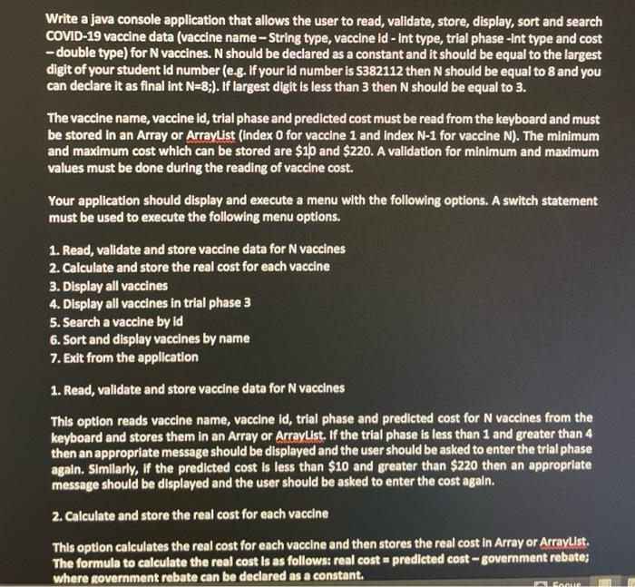 by id 6. Sort and display vaccines by name 7. Exit from