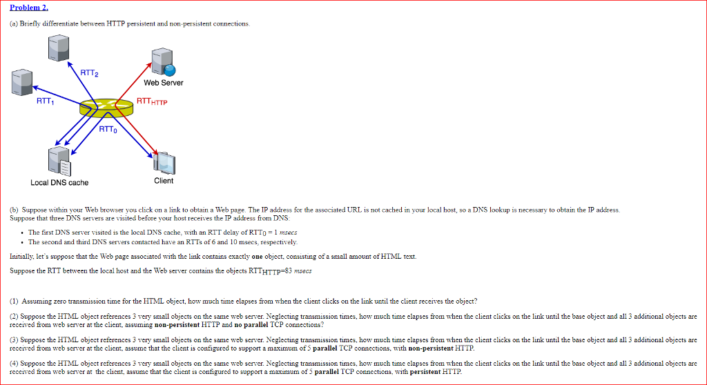  (a) Briefly differentiate between HTTP persistent and non-persistent connections (b) Suppose