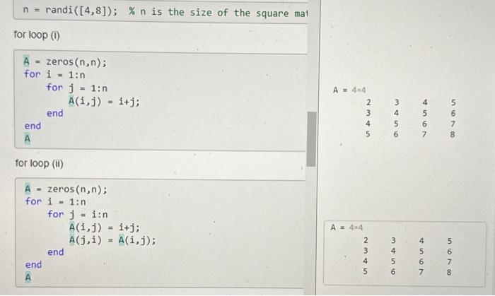 MATLAB: rewrite the following code using while loops instead of for loops,