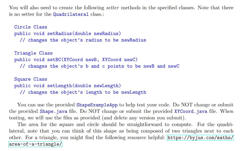will need to create the other four classes shown in the following