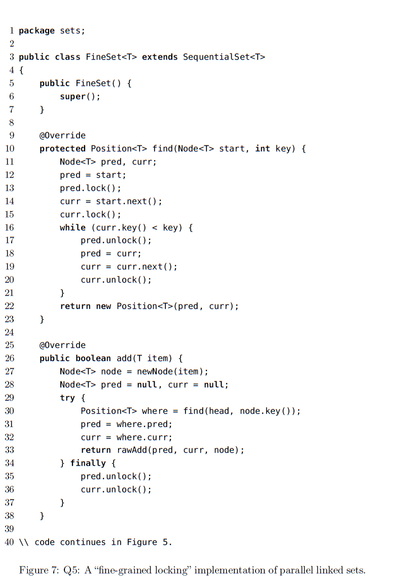 access, and then different linked set implementations allowing for parallel access. Figures