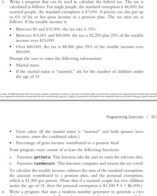 c++ Write a program that can be used to calculate the federal