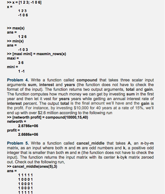 an n-by-m matrix as an input argument (the function does not have
