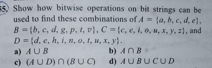  Discrete problem discrete structure and application 55. Show how bitwise operations