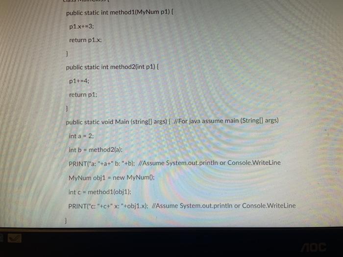 { public int x=8; 3 class Main Class public static int method1(MyNum