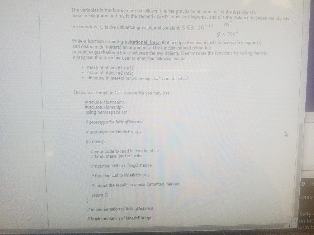 the formula are as follows: d is the distance in meters, g