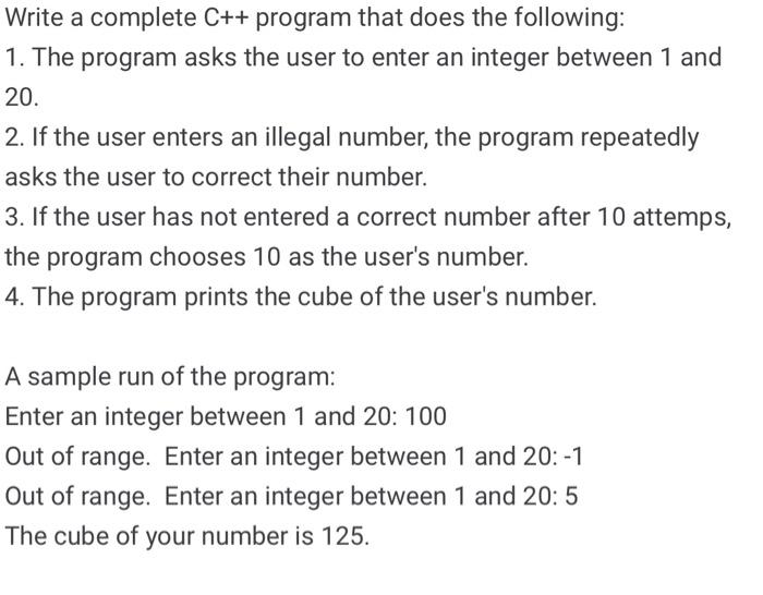  Write a complete C++ program that does the following: 1. The