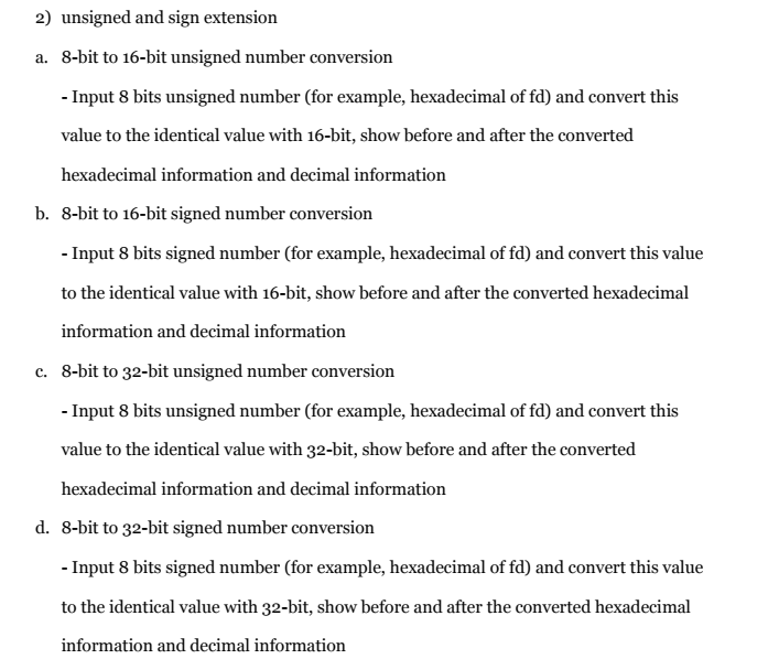  Write an assembly code for the following 2) unsigned and sign