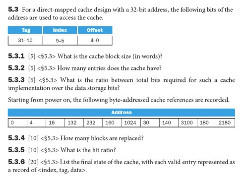  For a direct-mapped cache design with a 32-bit address, the following