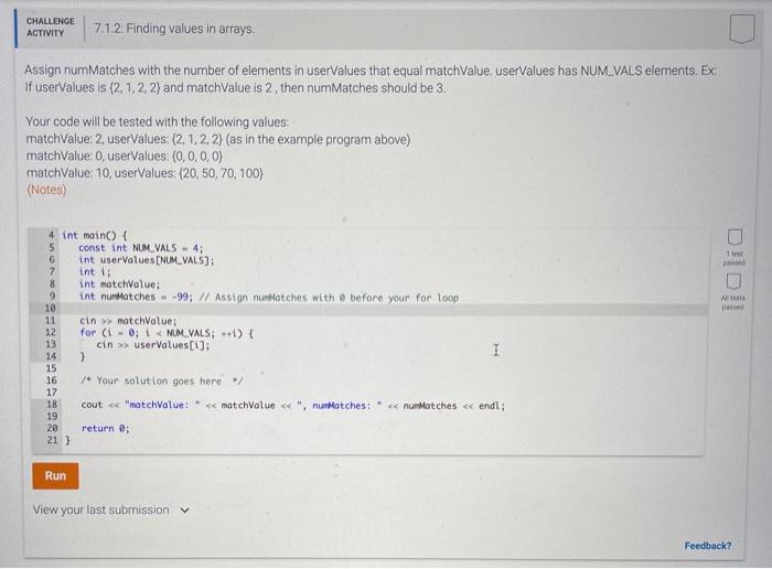 the first three elements of array run Times. Follow each statement with