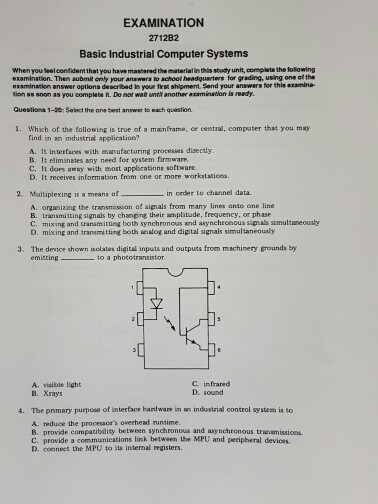 EXAMINATION 2712B2 Basic Industrial Computer Systems When you teeleonfidentthat you have
