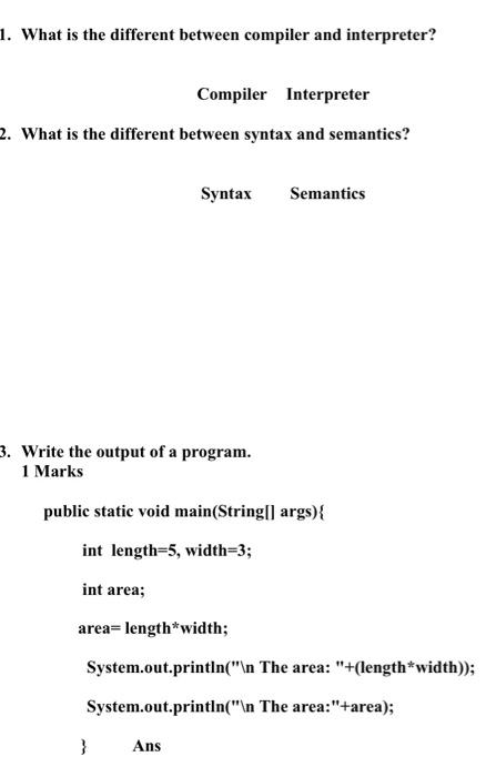 Article name Programming + Please solve all questions 1. What is the