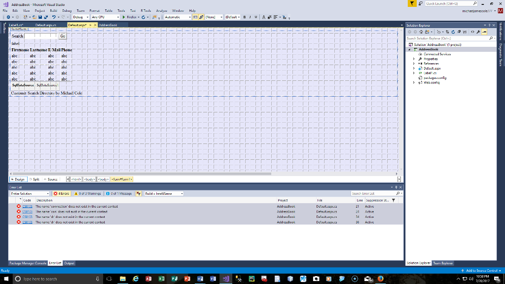 A web address book but I have 4 errors that I can't