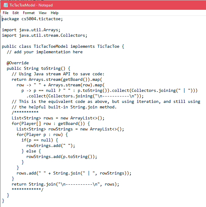 to be written? You will need to define an enum Player, representing