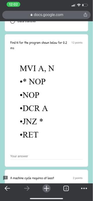 Your answer If the Control Word register address in Intel 2 points