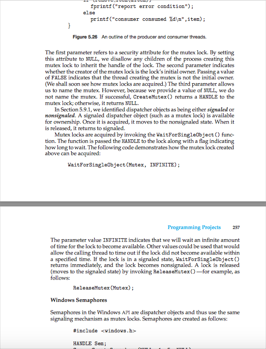 the bounded-buffer consumer processes Section 5.7.1 uses three semaphores: empty and full,