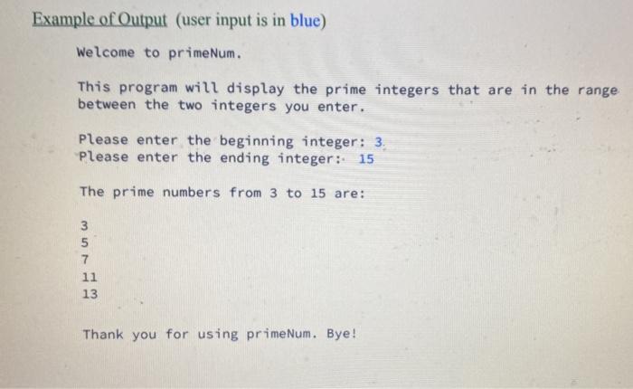 with C language and SSH? Program Name primeNum Description The program will