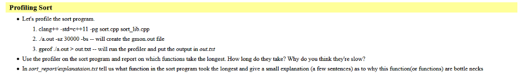 from shared/project4 into sort_report i need finish will generate the following during