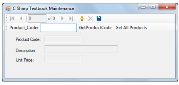 that uses a data source and text boxes to maintain the textbook
