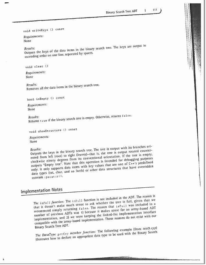 showStructure () const // Outputs the keys in a binary search tree.