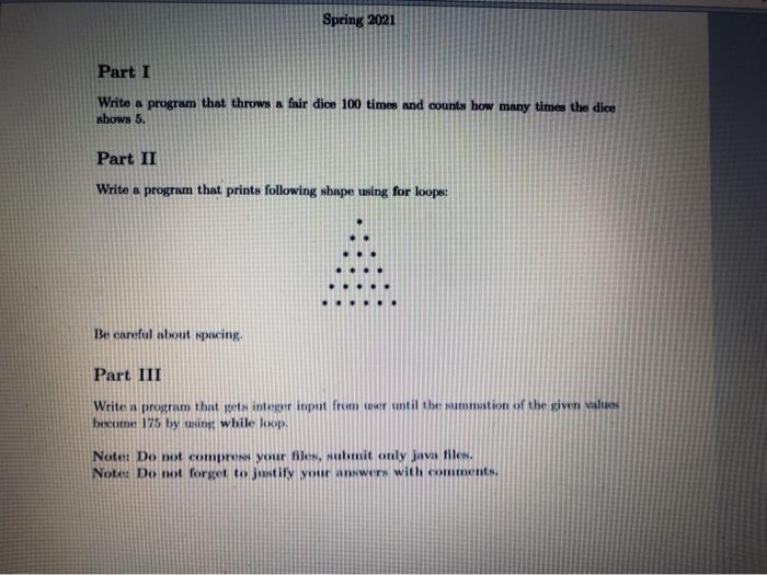  using java Spring 2021 Part I Write a program that throws
