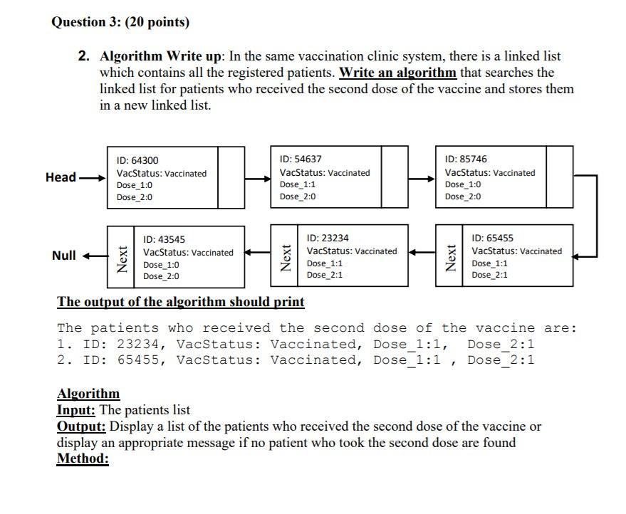  Question 3: (20 points) 2. Algorithm Write up: In the same