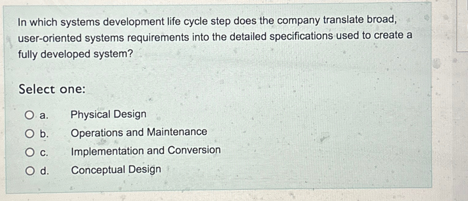  In which systems development life cycle step does the company translate