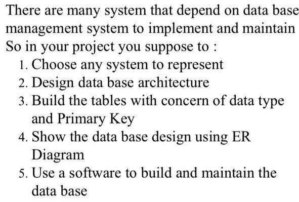 Database, choose ANY system to represent: There are many system that depend
