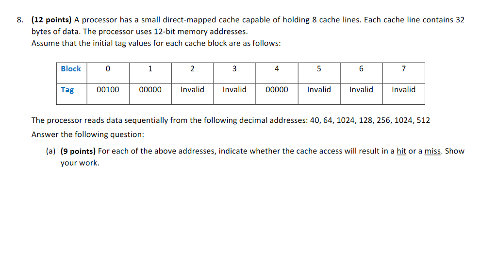 the final tag values for each block in the following table. Block