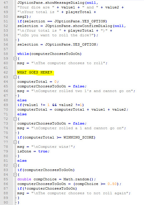 created in Chapter 4, create a version of the dice game Pig
