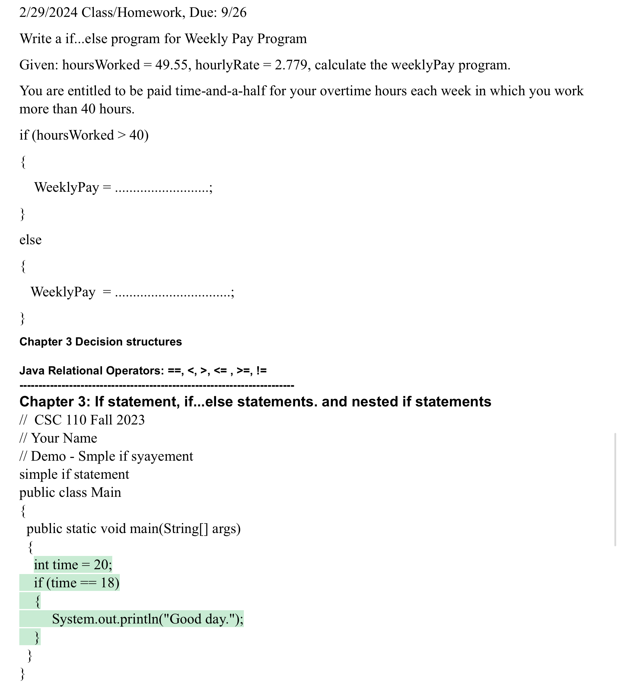  Write a switch ...case program, use the following sample programs2/29/2024 Class/Homework,