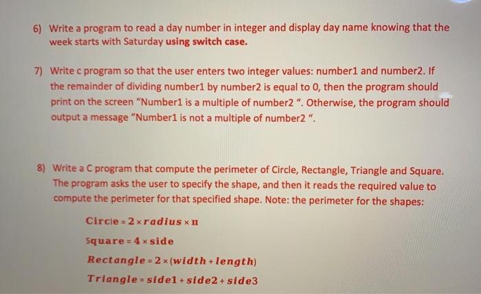  6) Write a program to read a day number in integer