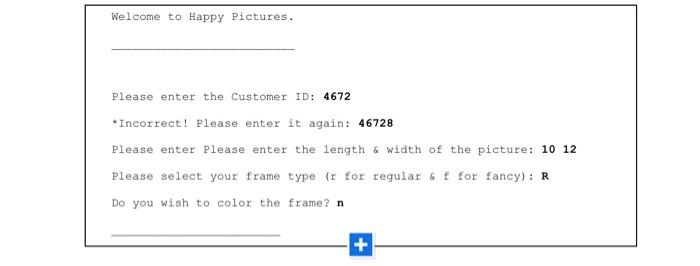 framing a picture based on the user's information: Frame Type Regular Fancy