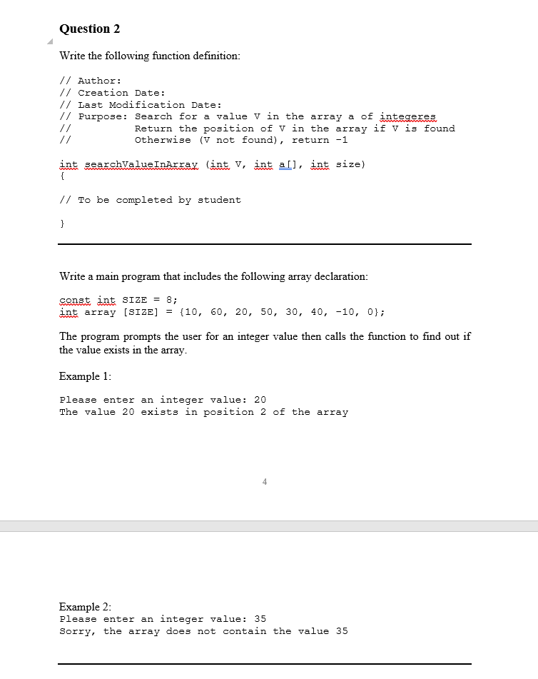  C++ Please Question 2 Write the following function definition: // Author: