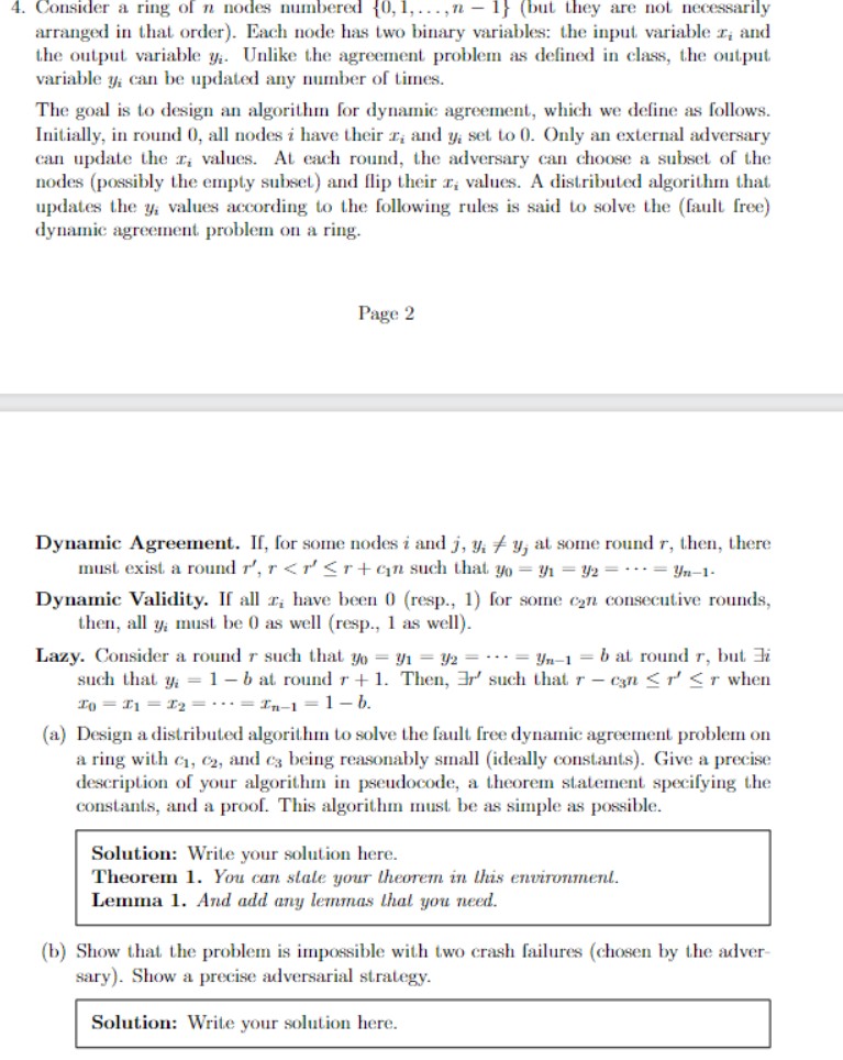  Consider a ring of n nodes numbered {0,1,dots,n-1}(but they are not