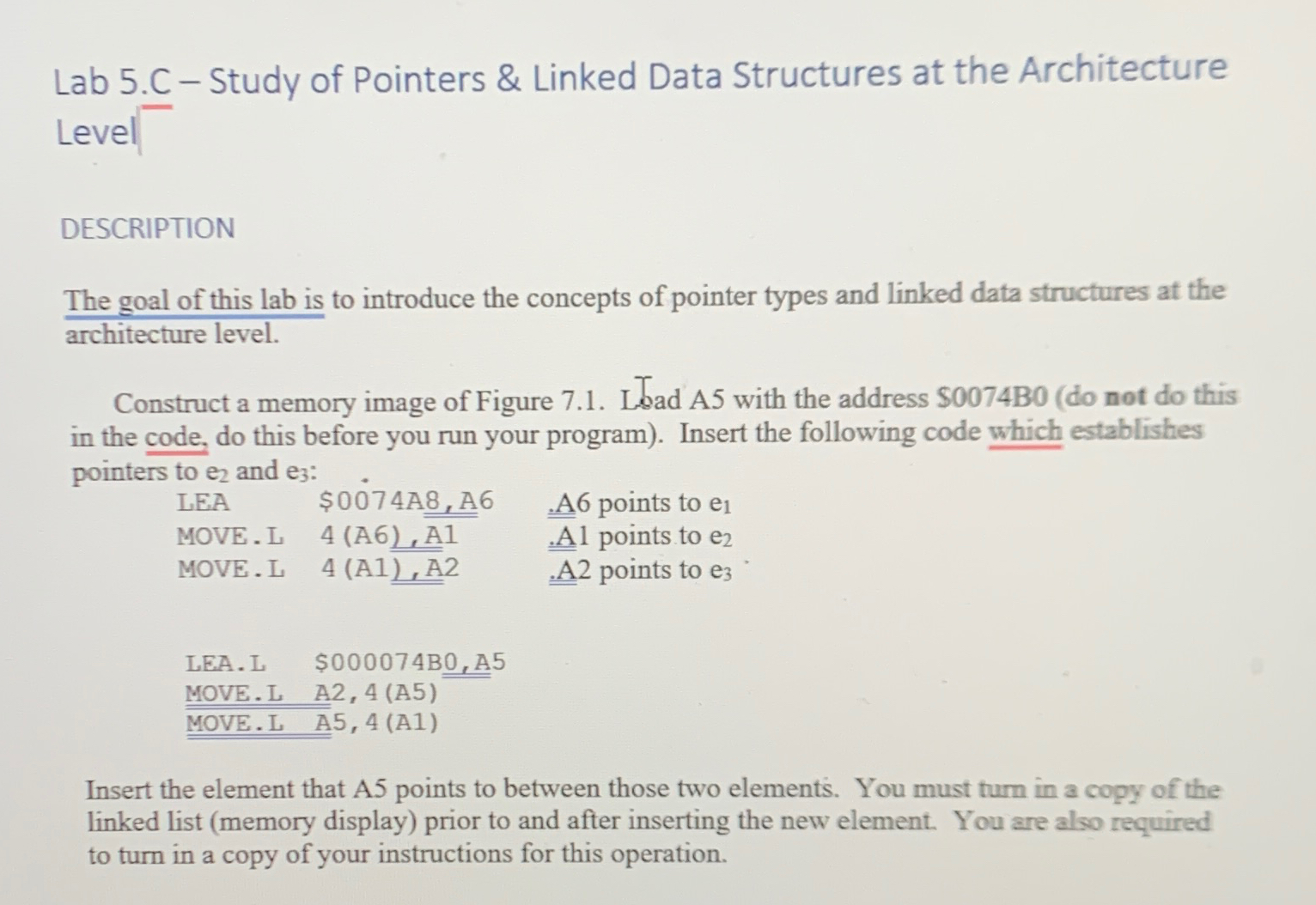  Lab 5.C-Study of Pointers & Linked Data Structures at the Architecture