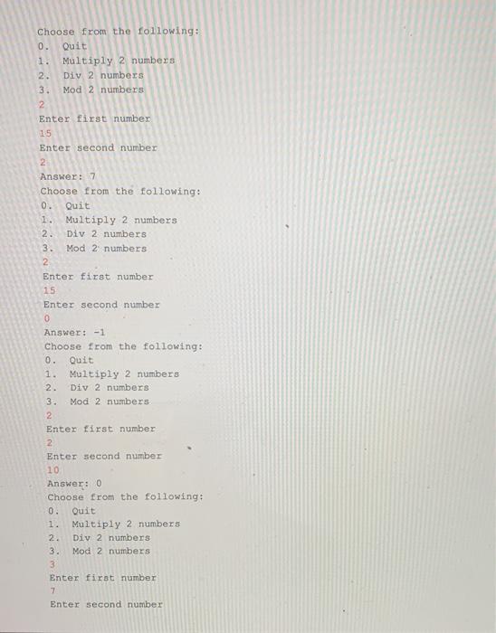 and modular division using recursion. Tasks You'll need to write 3 methods,