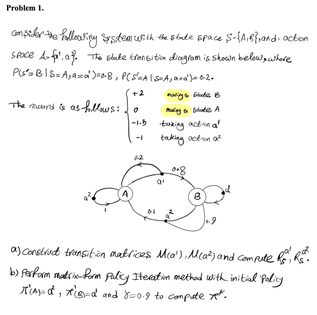  Problem 2. For the system defined in problem 1, perform matrix-form