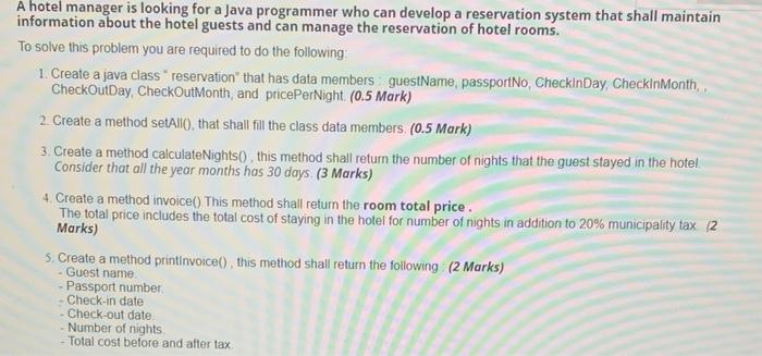  A hotel manager is looking for a Java programmer who can