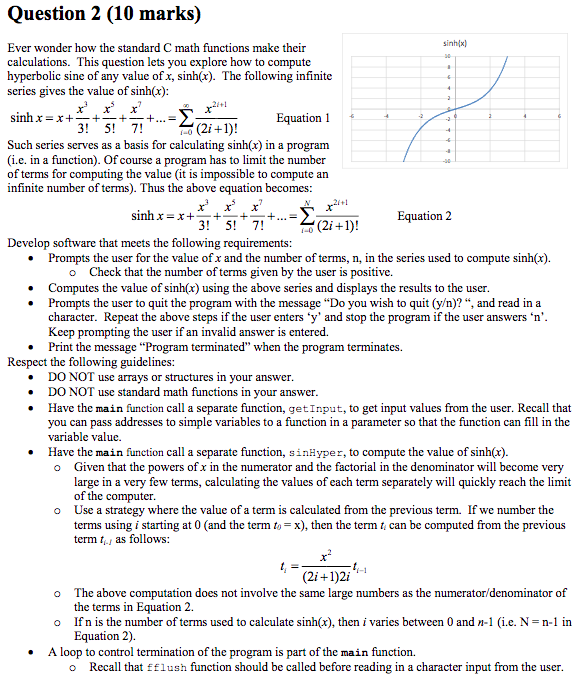 on C programming lunguage with test cases Question 2 (10 marks) sinhix)
