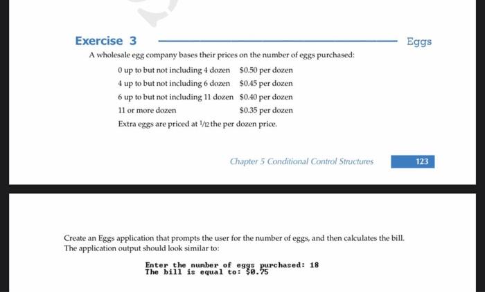 code in java language Eggs Exercise 3 A wholesale egg company bases