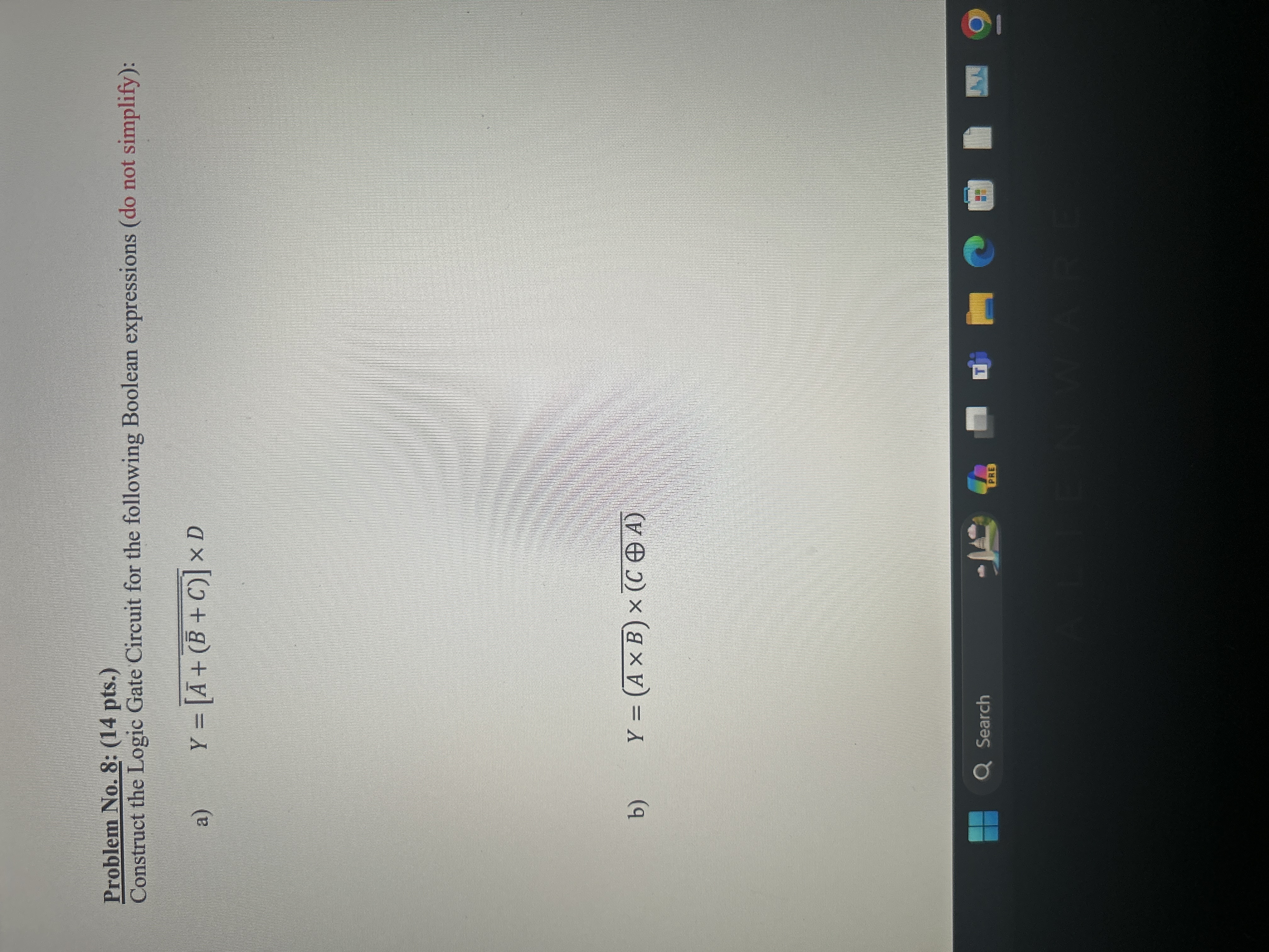  construct the logic gate for the following boolean expressions 