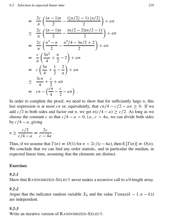 larger than k-1 other elements in A. Read Sections 9.2 & 9.3