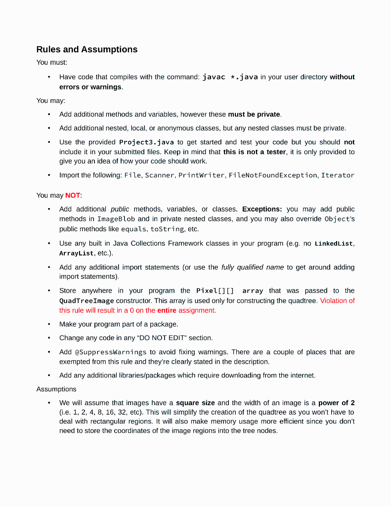 How would I construct this quad tree? ***CODE GIVEN*** ImageBlob.java public class