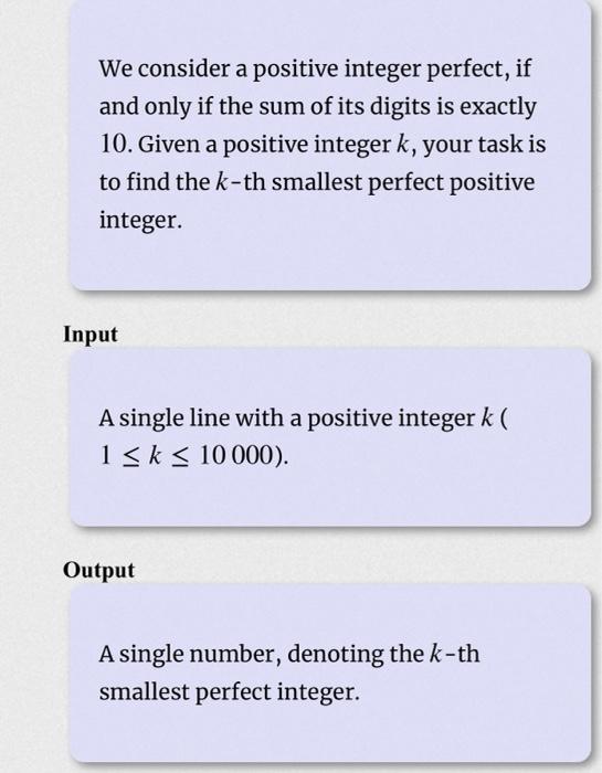  We consider a positive integer perfect, if and only if the