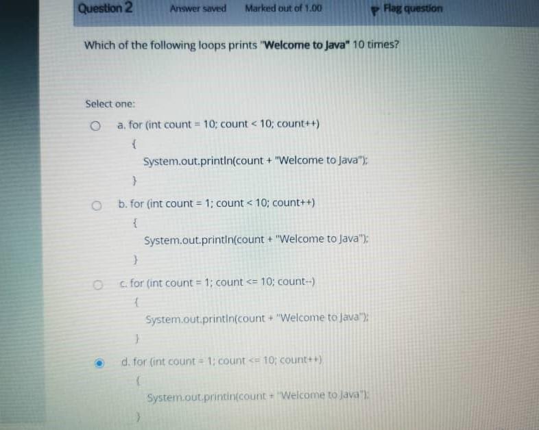 saved Marked out of 1.00 Which of the following statements is valid?