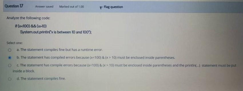 "Welcome to Java" 10 times? Select one: a. for (int count =