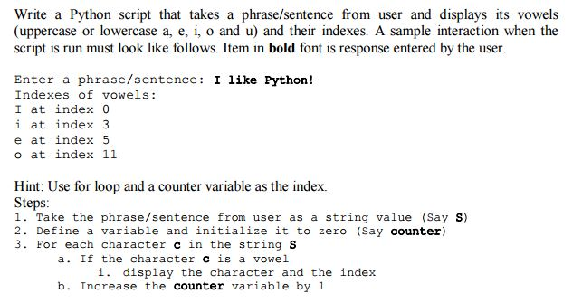  Write a Python script that takes a phrase/sentence from user and