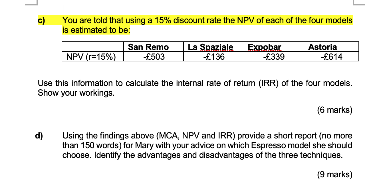 : CoursHeroTranscribedText: _l I_ c) You are told that using a 15%