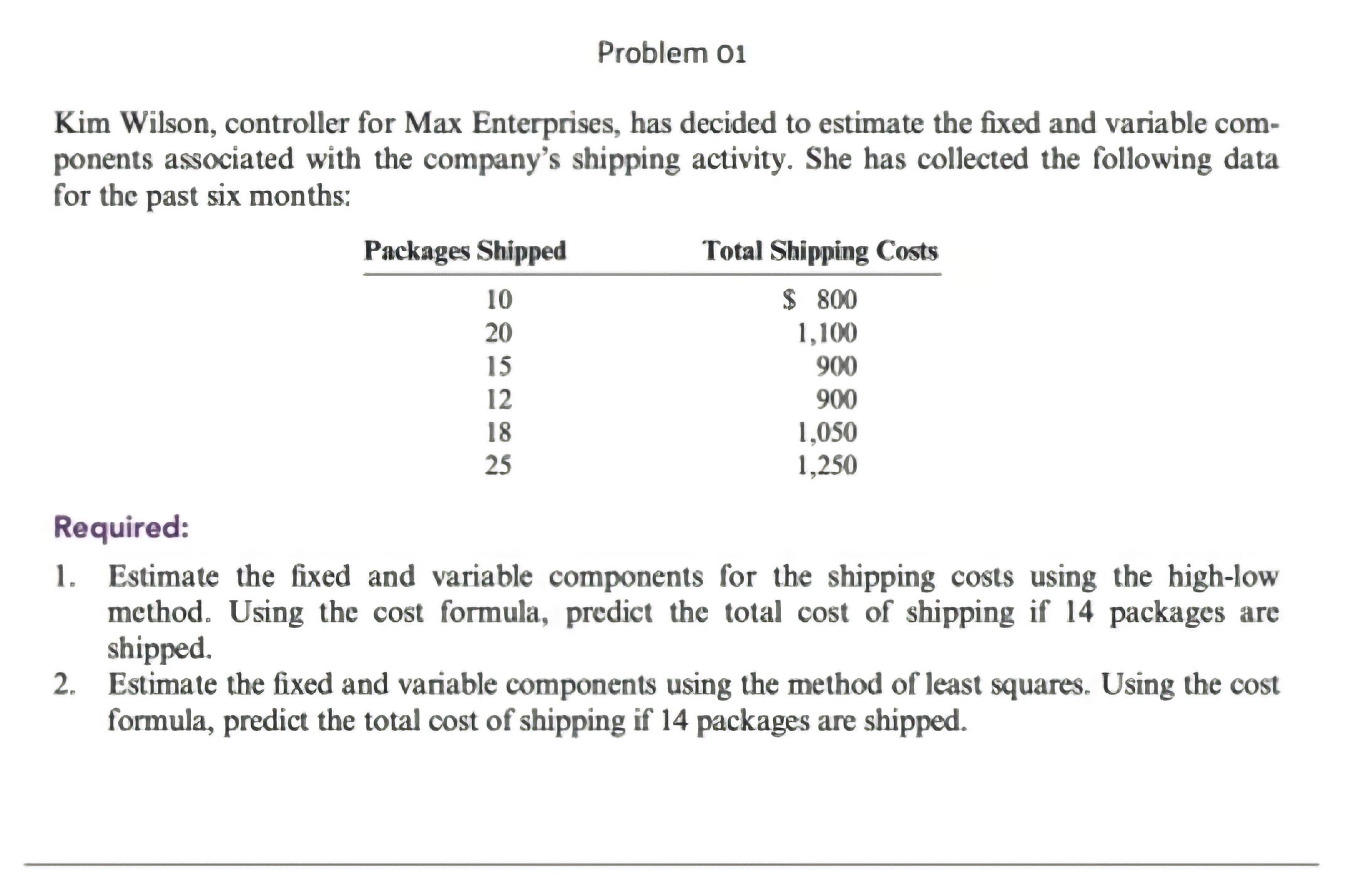 Task: CoursHeroTranscribedText: Problem 01 Kim Wilson, controller for Max Enterprises, has decided